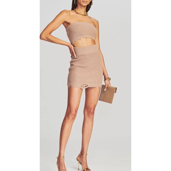 Ser.O.Ya Lola Dress Sz Medium Womens Natural Crochet Knit Mini Open Front Modern - Picture 1 of 12